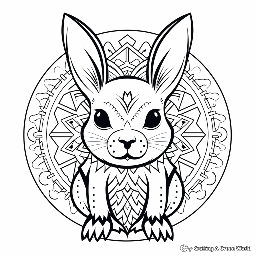 Delicate Bunny Mandala Coloring Pages for Adults 1