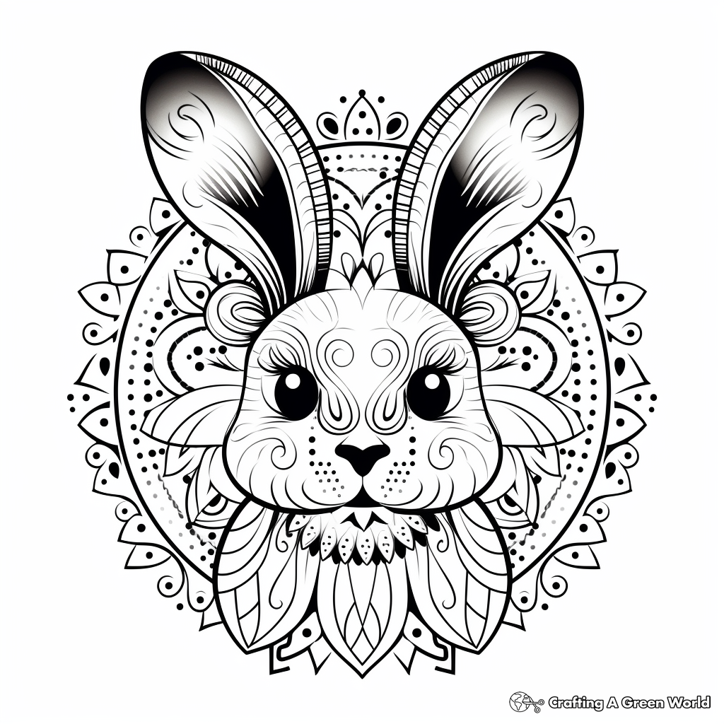 Delicate Bunny Mandala Coloring Pages for Adults 2
