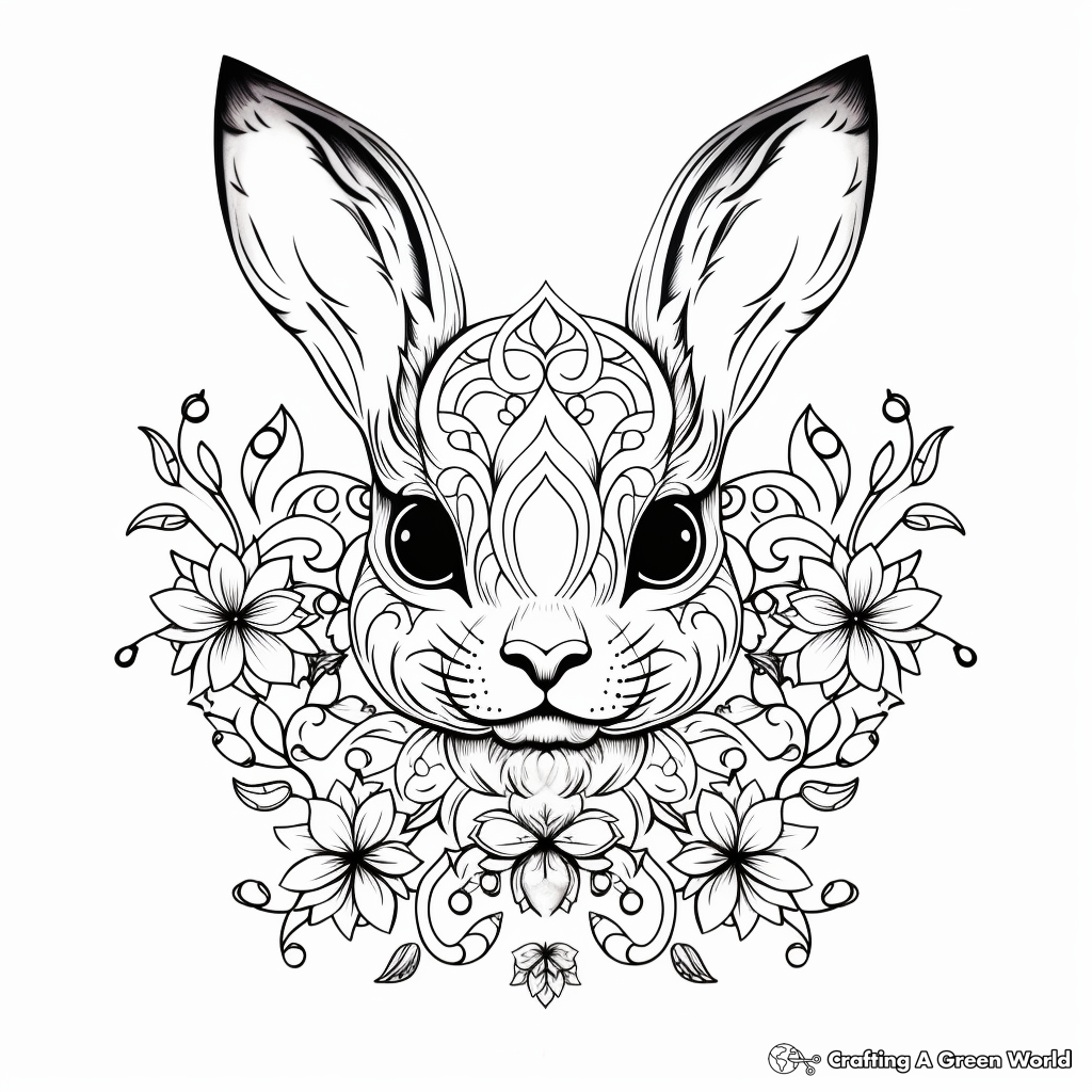 Delicate Bunny Mandala Coloring Pages for Adults 4