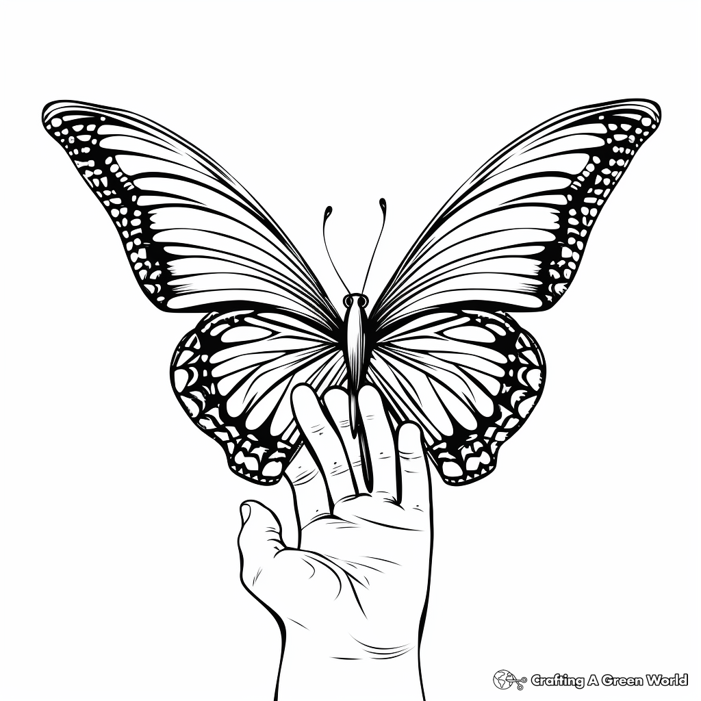 Delicate Butterfly on Hand Coloring Pages 2