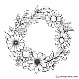 Delicate Daisy Wreath Coloring Pages 1
