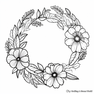 Delicate Daisy Wreath Coloring Pages 2