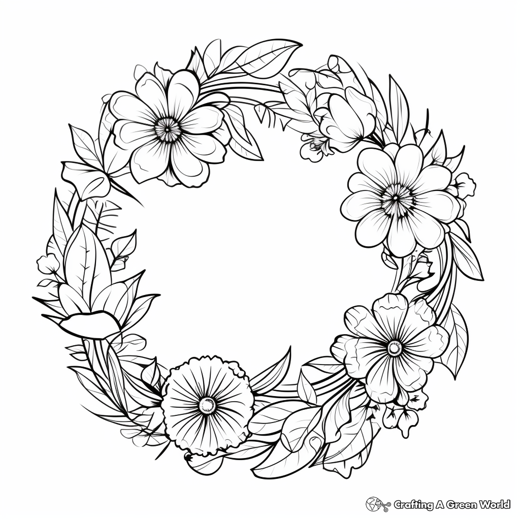 Delicate Daisy Wreath Coloring Pages 4
