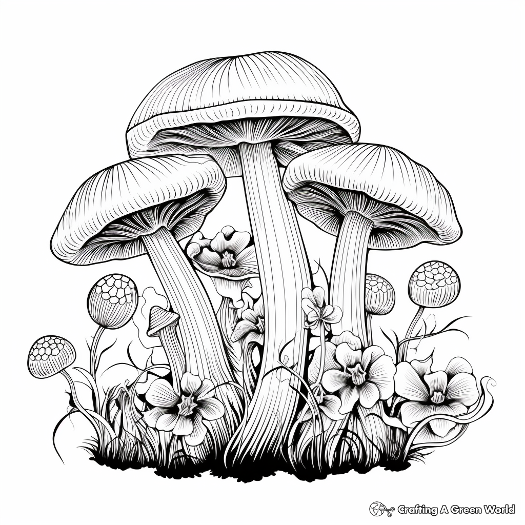 Delicate Fairy Ring Mushroom Coloring Pages 2