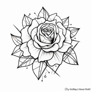 Delicate Geometric Rose Tattoo Coloring Pages 3