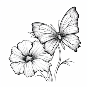 Delicate Half Butterfly, Half Petunia Coloring Pages 4