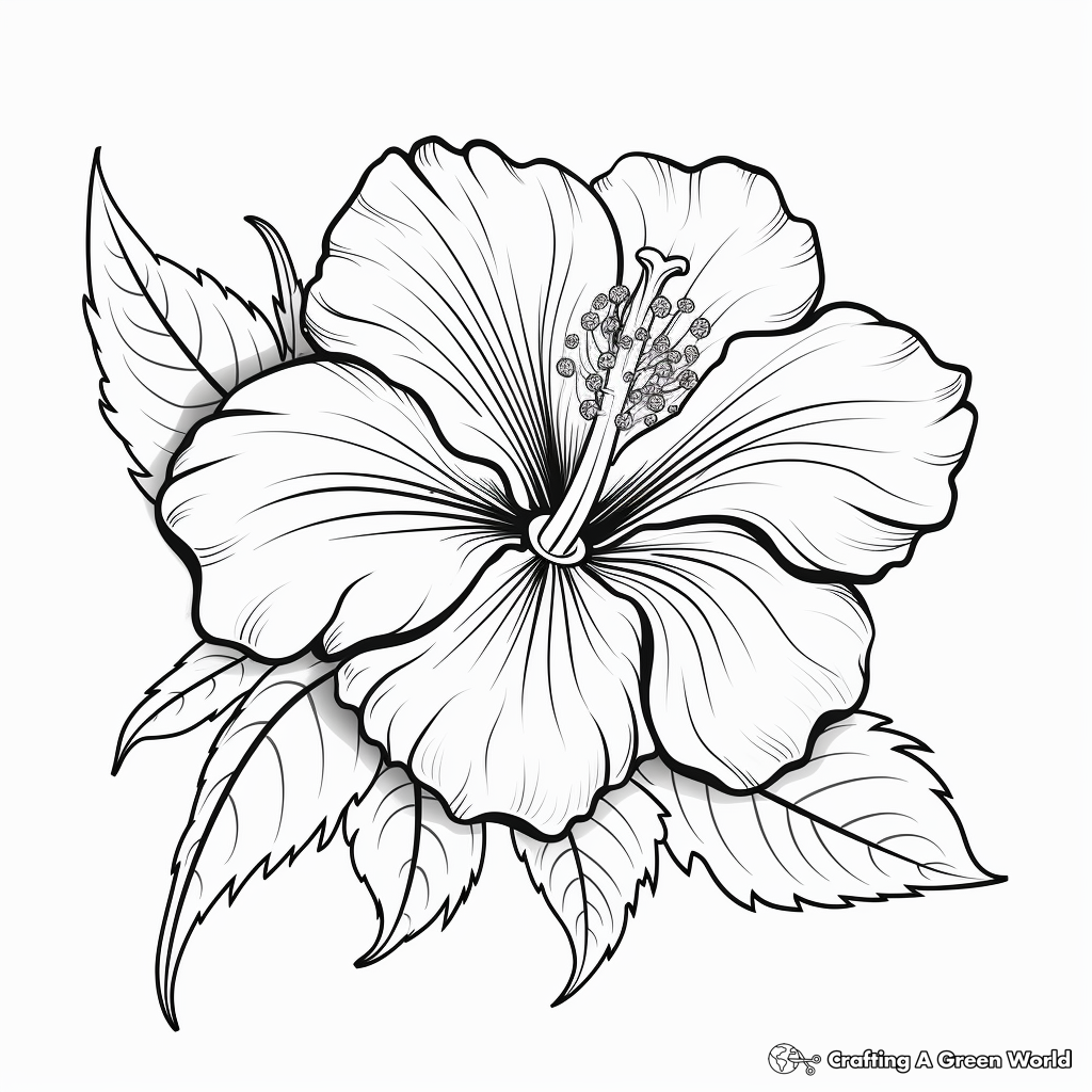 Delicate Hibiscus Flower Coloring Pages 4