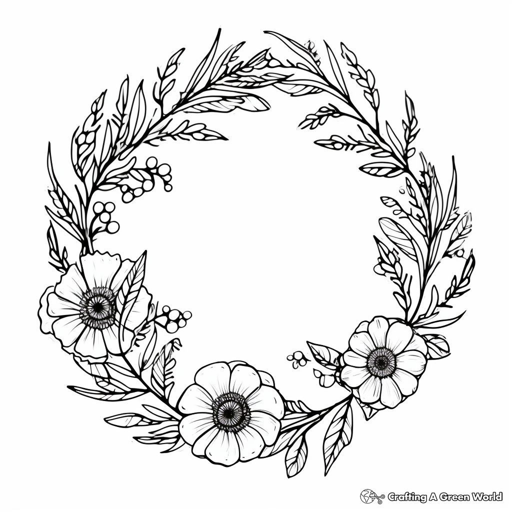 Delicate Lavender Wreath Coloring Pages 1