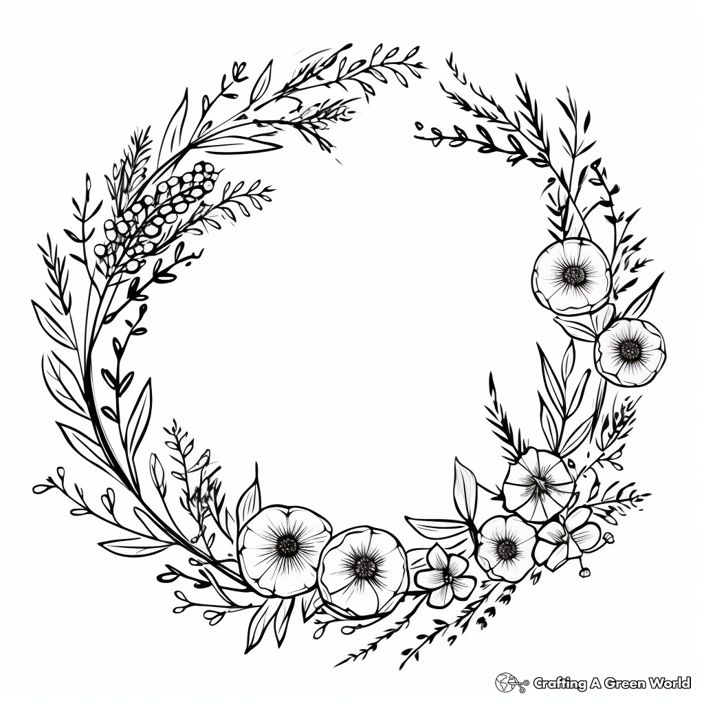 Delicate Lavender Wreath Coloring Pages 3