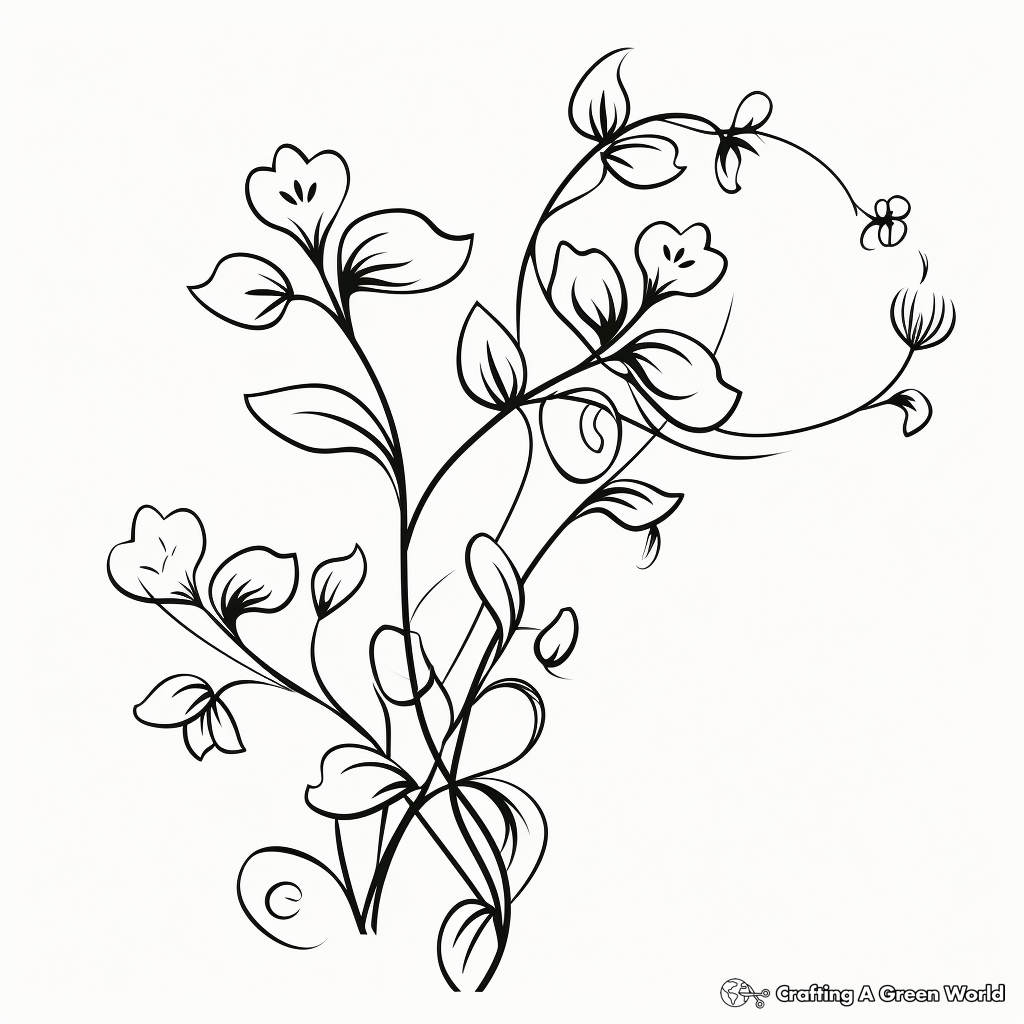 Delicate Pea Flower Vine Coloring Pages 1