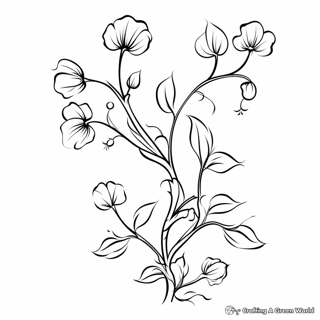 Delicate Pea Flower Vine Coloring Pages 2