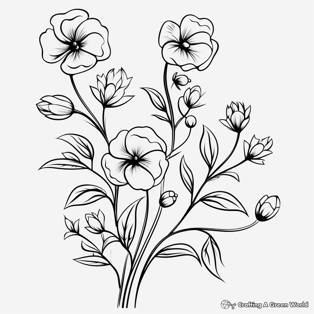 Delicate Pea Flower Vine Coloring Pages 3