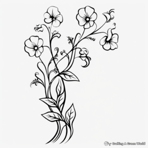 Delicate Pea Flower Vine Coloring Pages 4