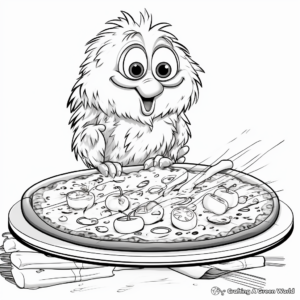 Delicious BBQ Chicken Pizza Coloring Pages 2
