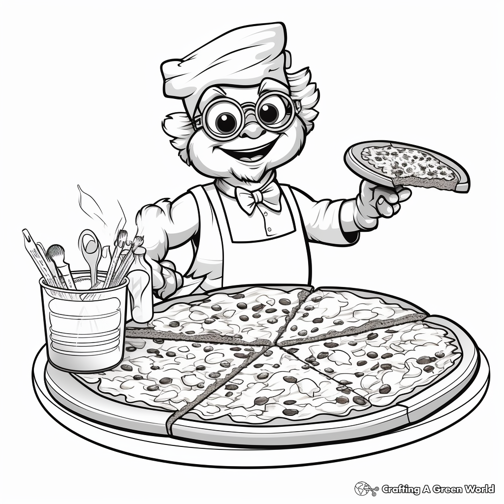 Delicious BBQ Chicken Pizza Coloring Pages 4