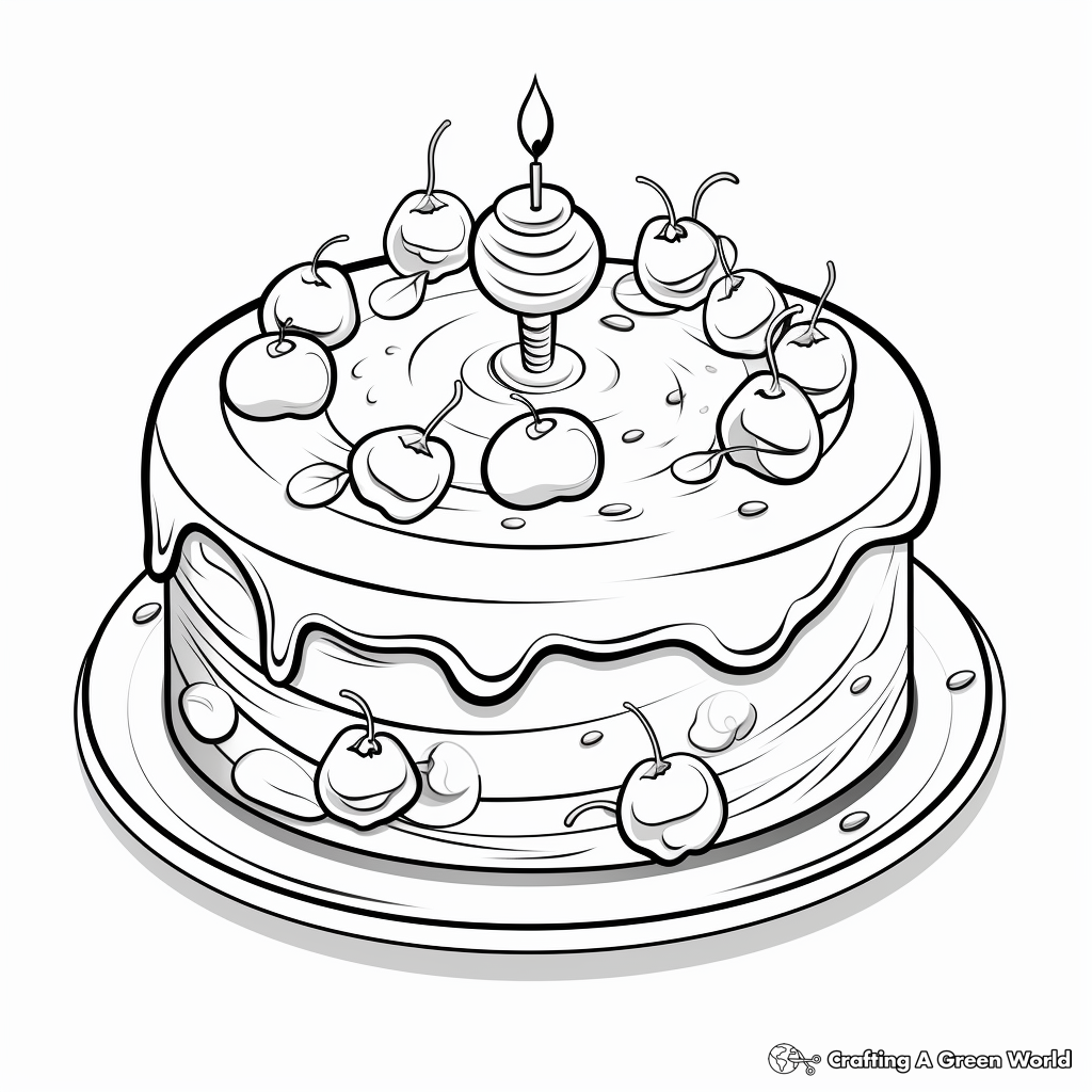 Delicious Birthday Cake Coloring Pages 1
