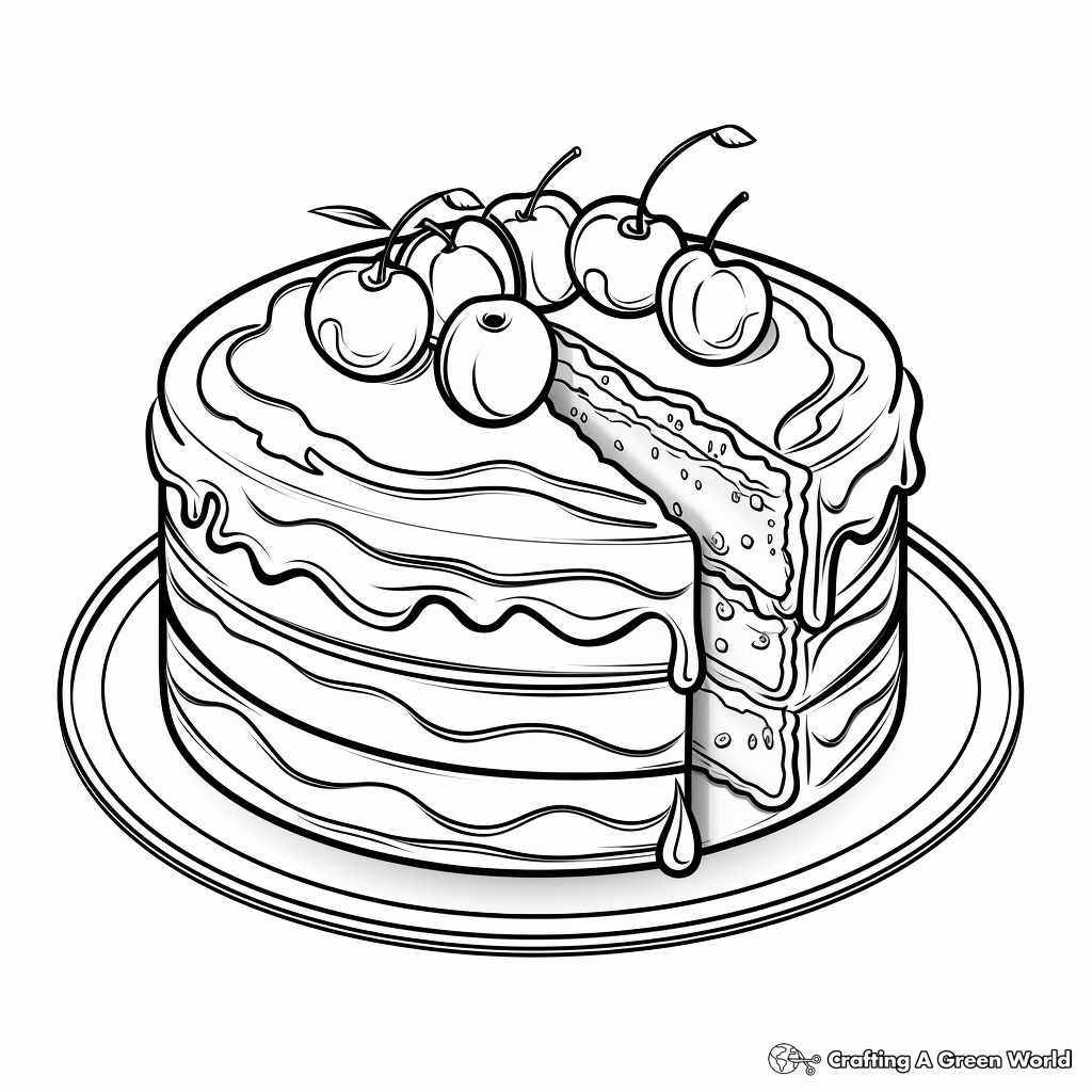 Delicious Birthday Cake Coloring Pages 4