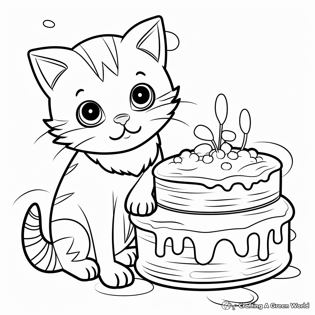 Delicious Looking Cat and Fish Cake Coloring Pages 2