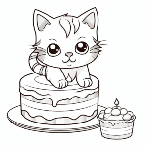 Delicious Looking Cat and Fish Cake Coloring Pages 4
