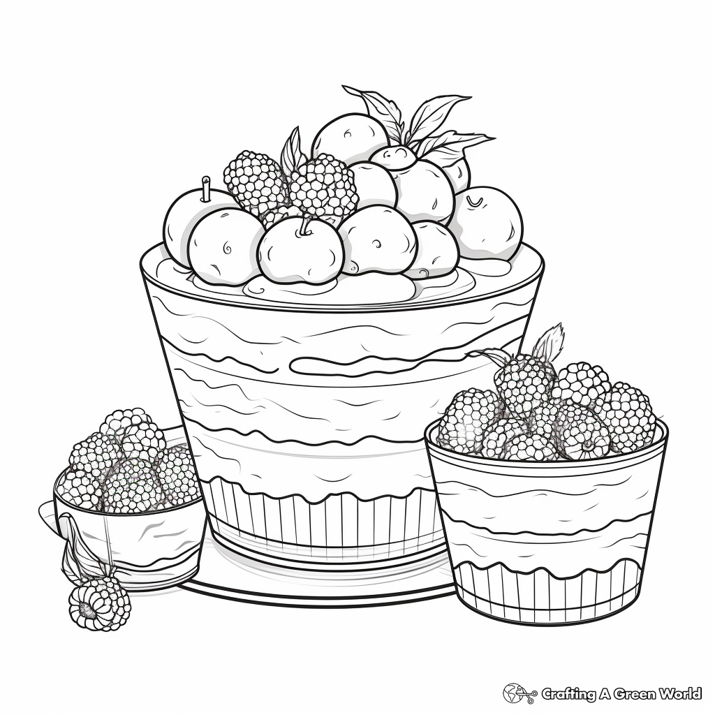 Delicious Raspberry Dessert Coloring Pages 4