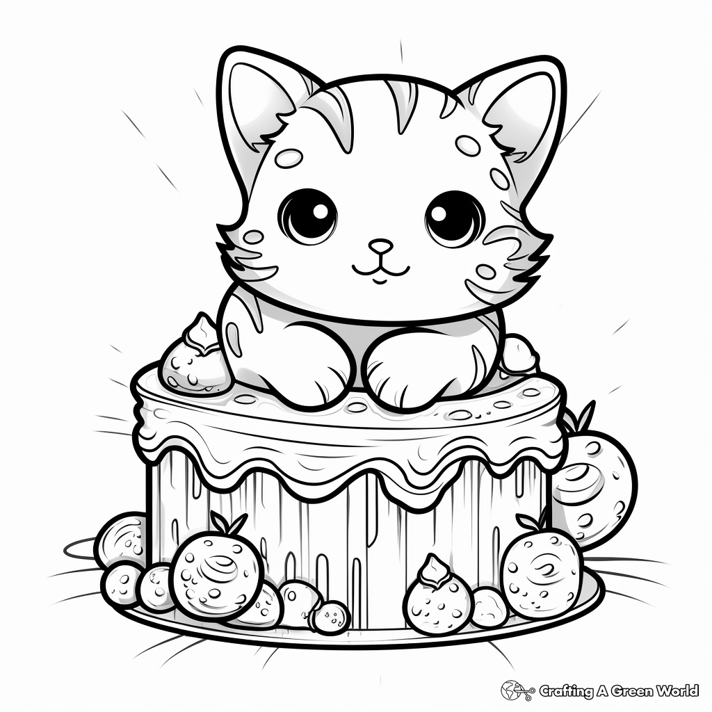 Deliciously Cute Cat and Mouse Cake Coloring Pages 4