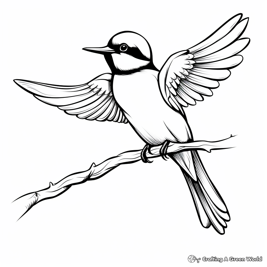 Delightful Black-Chinned Hummingbird Coloring Pages 2