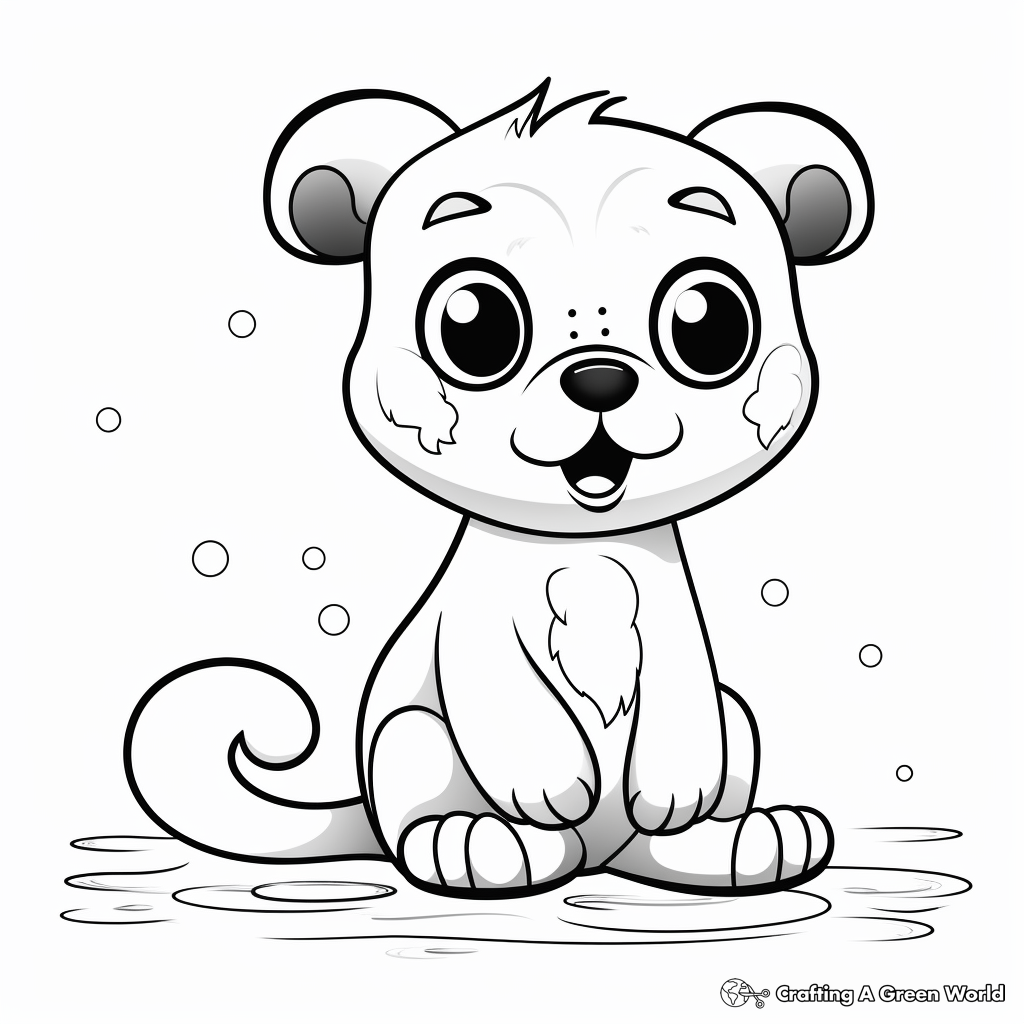 Delightful Cartoon Otter with Big Eyes Coloring Pages 1
