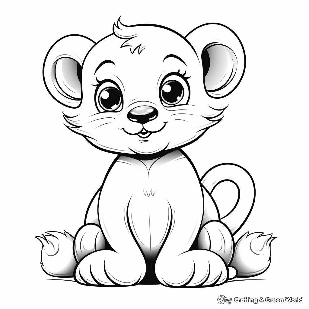 Delightful Cartoon Otter with Big Eyes Coloring Pages 3