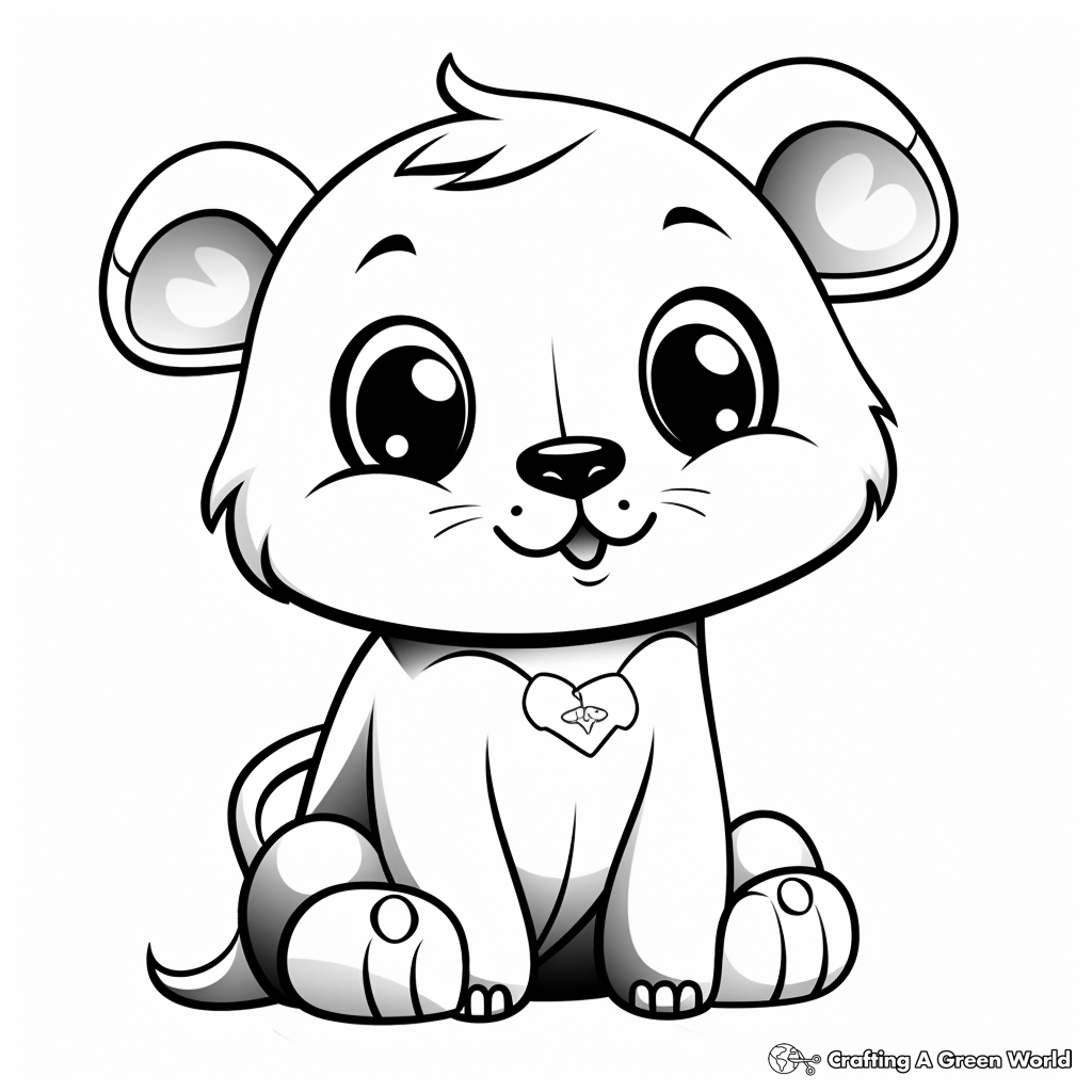 Delightful Cartoon Otter with Big Eyes Coloring Pages 4