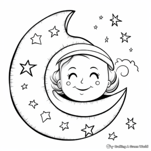Delightful Crescent Moon Coloring Pages 1