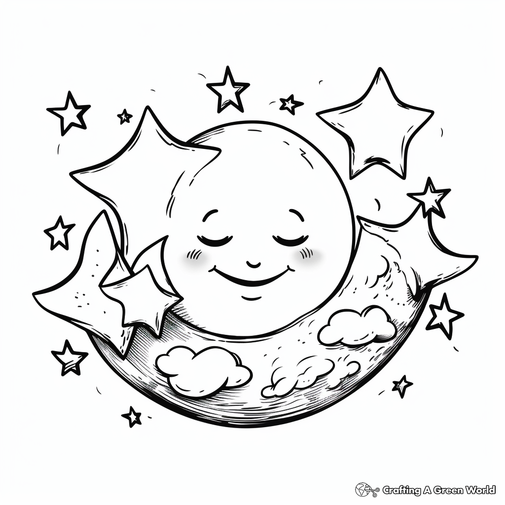Delightful Crescent Moon Coloring Pages 3