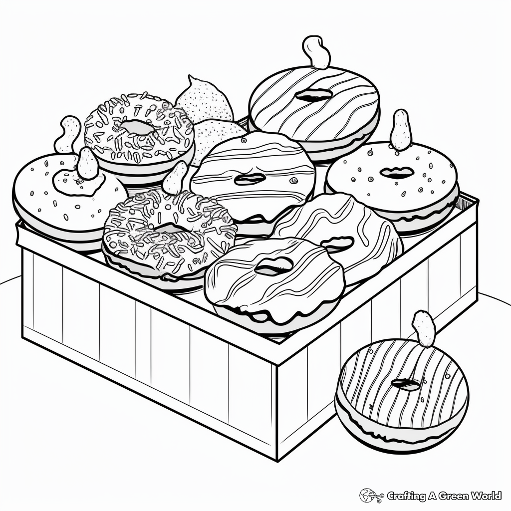 Delightful Donut Box Coloring Pages 2