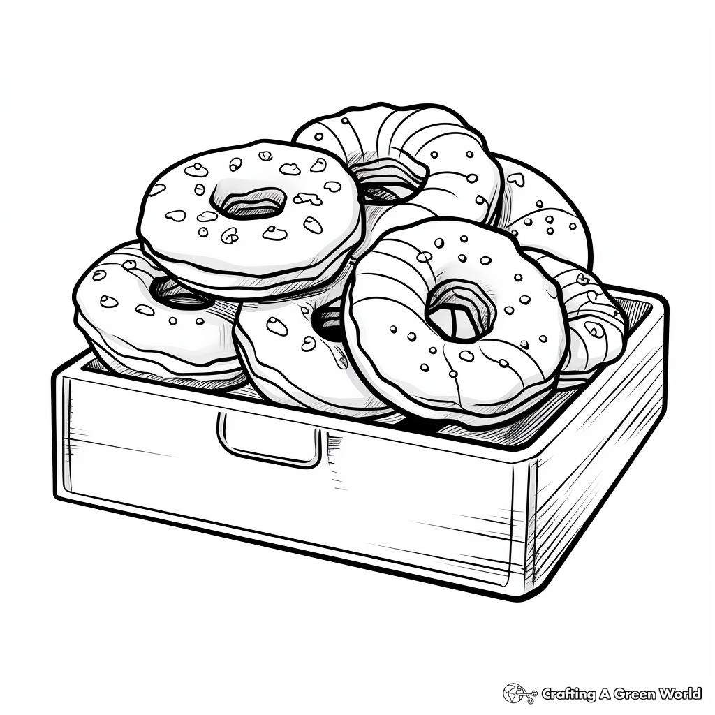 Delightful Donut Box Coloring Pages 3