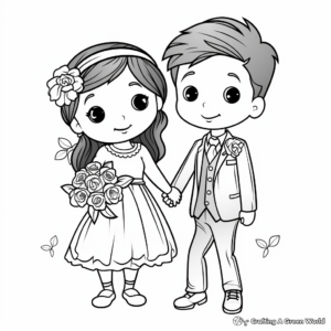Delightful Flower Girl and Ring Bearer Coloring Pages 1