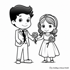Delightful Flower Girl and Ring Bearer Coloring Pages 4