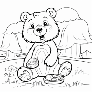 Delightful Grizzly Bear Picnic Coloring Pages 1