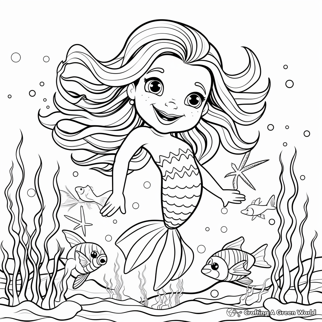 Delightful Mermaid Coloring Pages 4