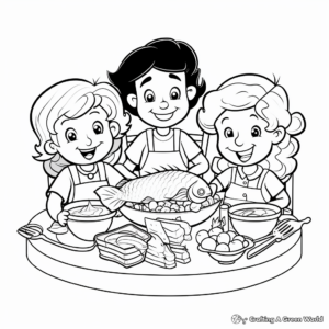 Delightful Seafood Group Coloring Pages for Children 2