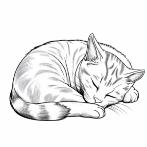 Delightful Sleeping Tabby Coloring Pages 1