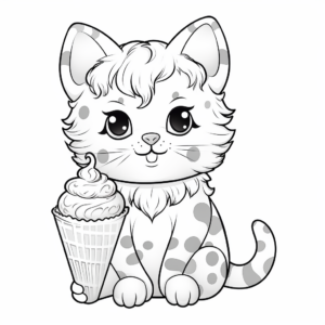 Deluxe Coloring Pages of Cat Ice Cream Parlor 1