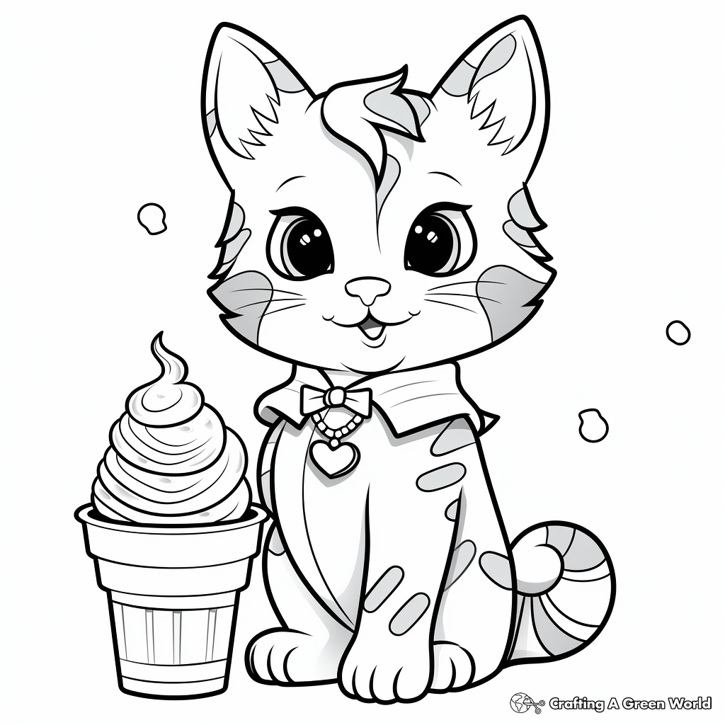 Deluxe Coloring Pages of Cat Ice Cream Parlor 2