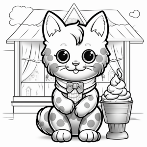 Deluxe Coloring Pages of Cat Ice Cream Parlor 3