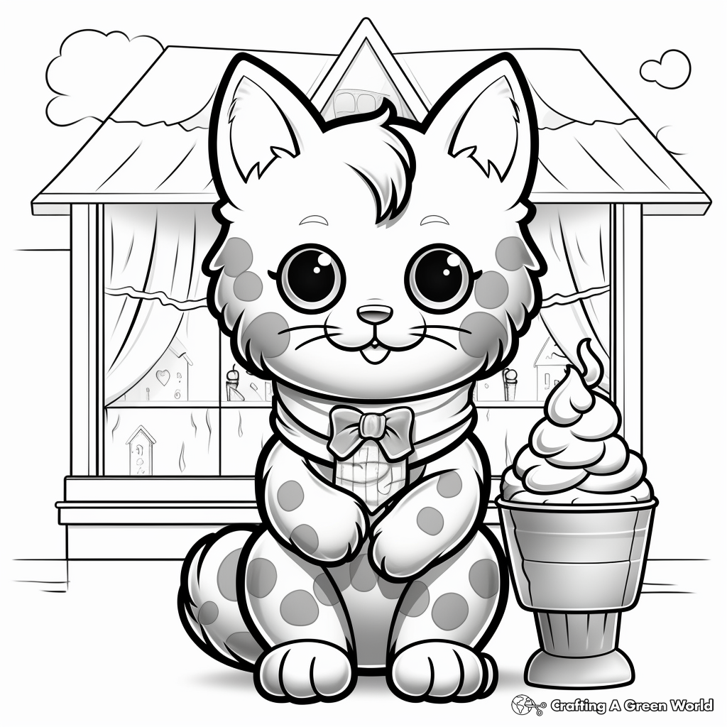 Deluxe Coloring Pages of Cat Ice Cream Parlor 3