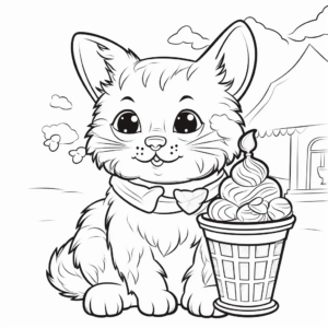 Deluxe Coloring Pages of Cat Ice Cream Parlor 4