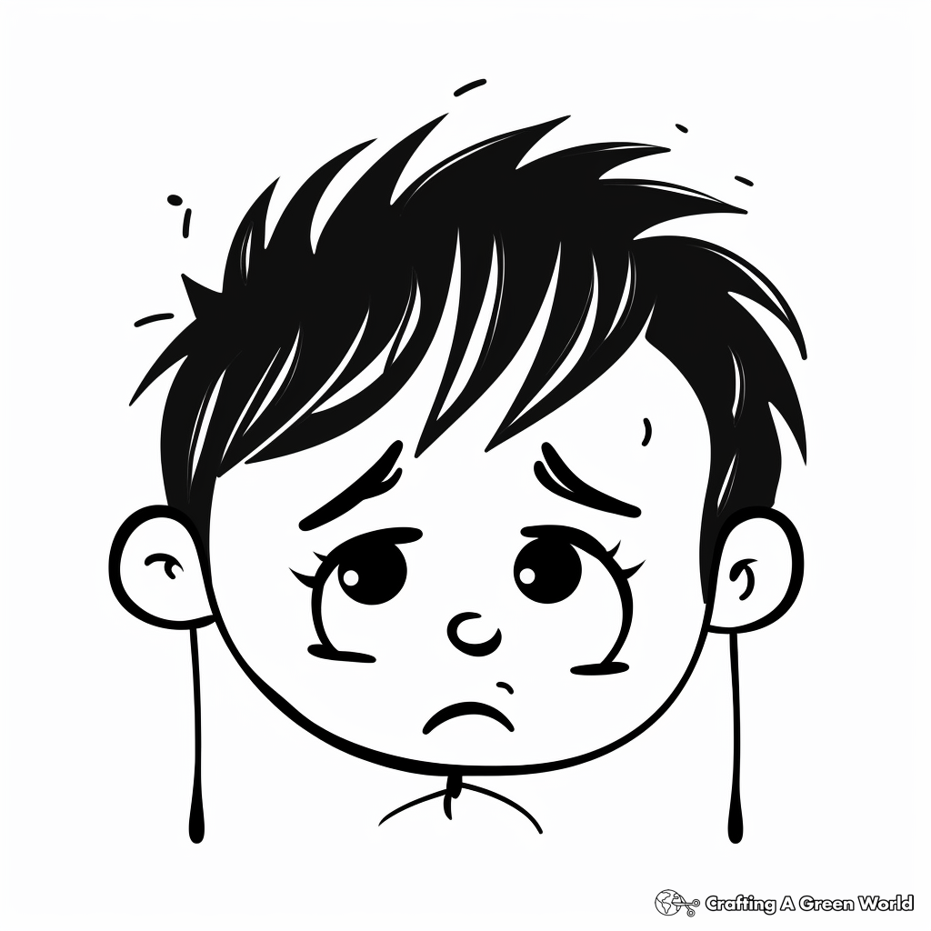 Depicting Emotions: Sad Face Line Art Coloring Pages 3