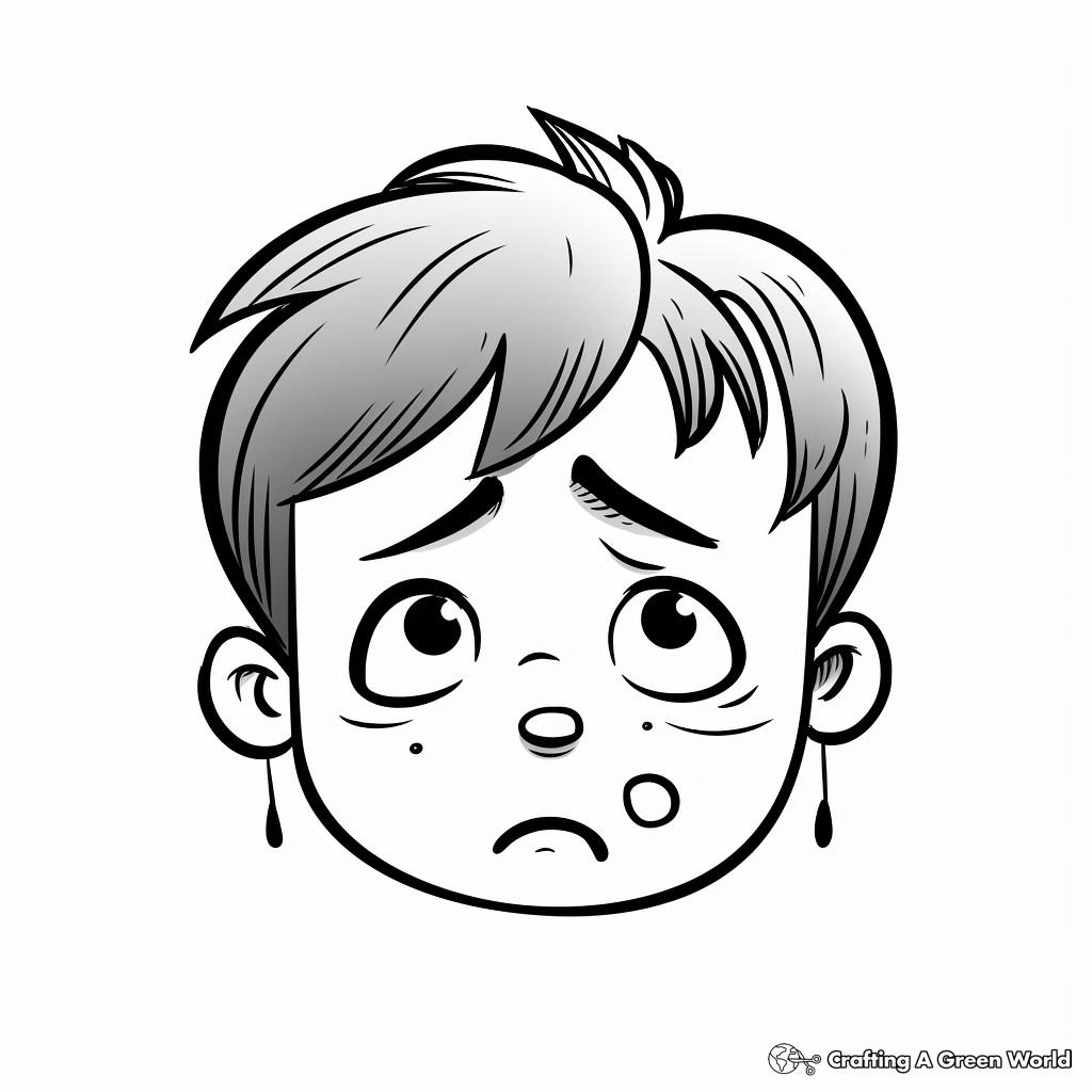 Depicting Emotions: Sad Face Line Art Coloring Pages 4