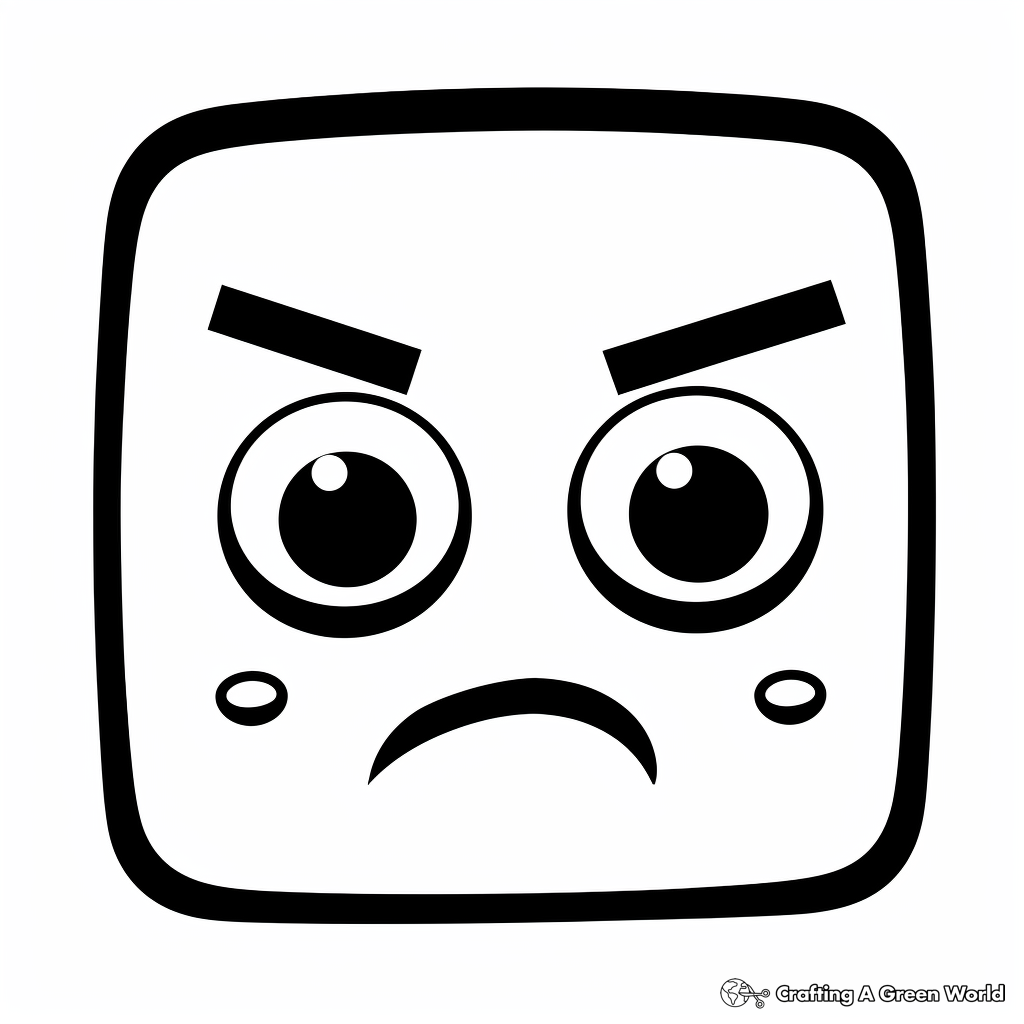 Depressed Emoji Face: Tech-Inspired Coloring Pages 1