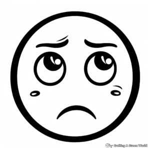 Depressed Emoji Face: Tech-Inspired Coloring Pages 2