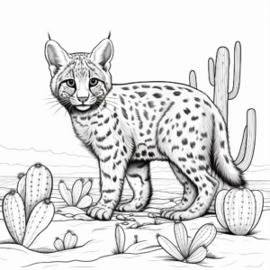 Desert Bobcat: Landscape Scene Coloring Pages 4