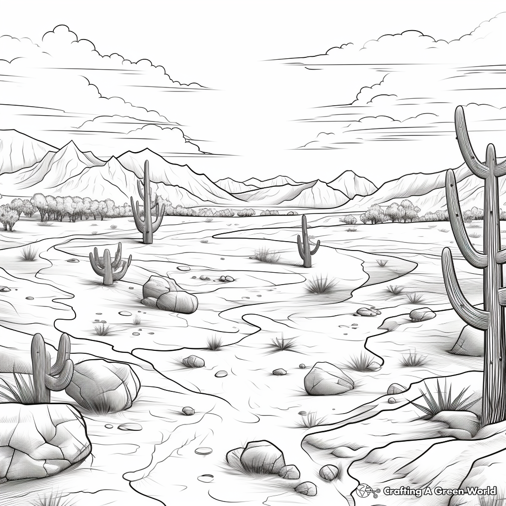 Desert Landscape Empty Coloring Pages 1